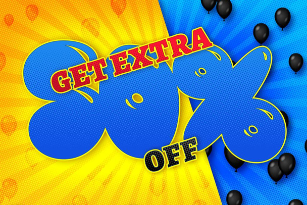 50 fifty Percent off sale discount shopping banner balloon background. price - Φωτογραφία, εικόνα