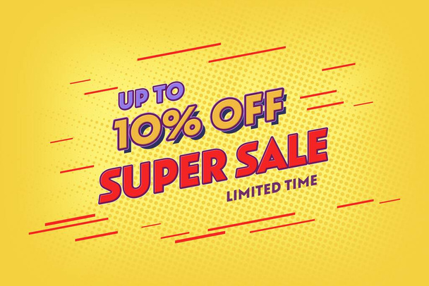 10 ten Percent off super sale shopping halftone banner background design. flash sale final sale - Фото, изображение