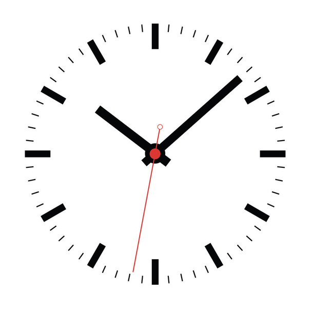 Плоский дизайн настінного годинника обличчям рук без номерів. Ізольовані на білому тлі - вектор
 - Вектор, зображення