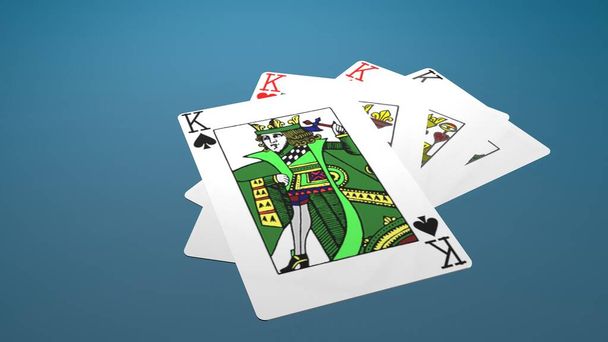 Quads kings. Cards on table. Poker concept Game - Fotoğraf, Görsel