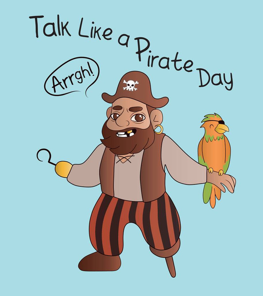Captain of pirates on light blue background. Talk Like a Pirate Day - Vektori, kuva