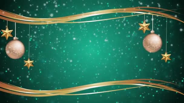 Christmas Backgrounds with ornaments in green and yellow - Filmagem, Vídeo