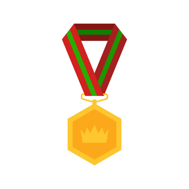 Gold medal with ribbon. Vector illustration - Vector, Imagen