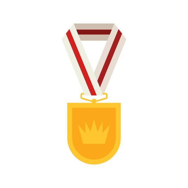 Gold medal with ribbon. Vector illustration - Vetor, Imagem