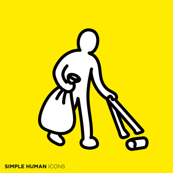 Простая человеческая икона серии "Люди, которые собирают мусор"" - Вектор,изображение