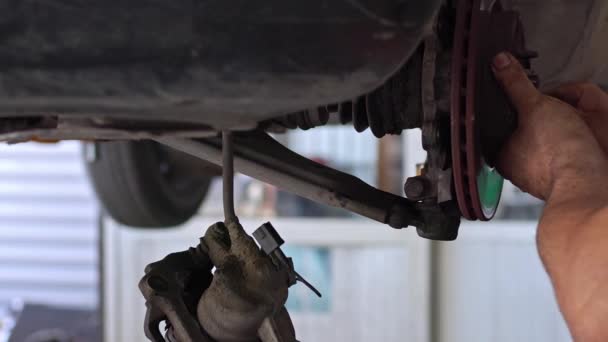 Replacing Car Brake Discs in the Workshop. - Footage, Video