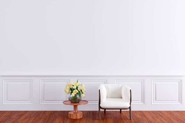 Living room customizable wall mockup. 3d rendered illustration. - Fotografie, Obrázek