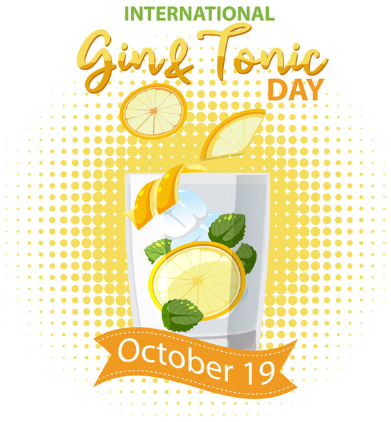 International gin and tonic day logo design illustration - Vektor, Bild