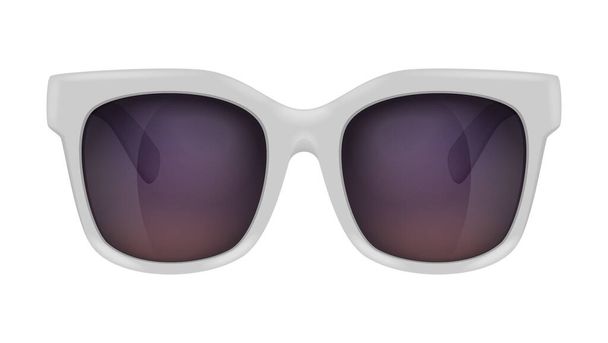 Realistic modern sunglasses with white frames vector illustration - Vector, Image