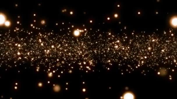 Looping animated christmas background of golden light particles on black background - Video