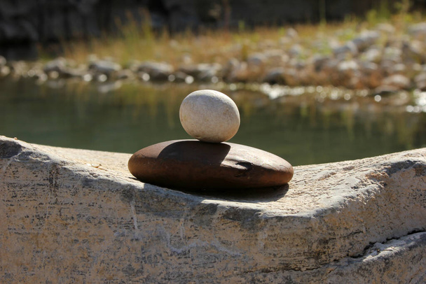 Stones by the river. Nature background. - Fotografie, Obrázek