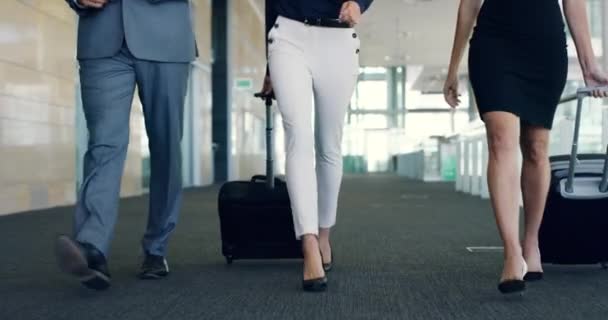 Leadership legs of corporate business leaders, CEOs or managers on business travel to market strategy workshop or conference. Management and motivation success team of company professional experts. - Metraje, vídeo