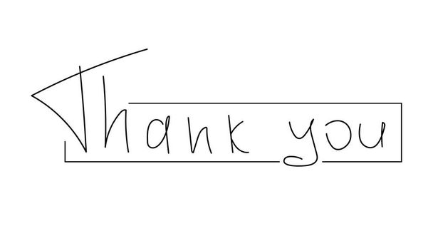 Thank you handwritten lettering card isolated on white background. Print template.  - Vetor, Imagem