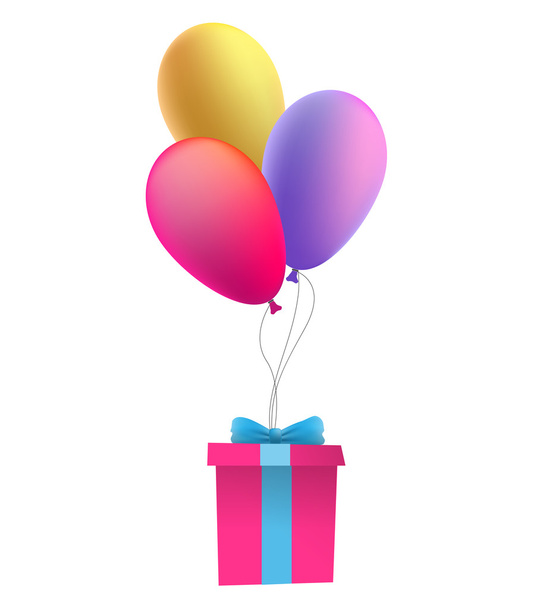 Balloons with a gift. Vector illustration - ベクター画像