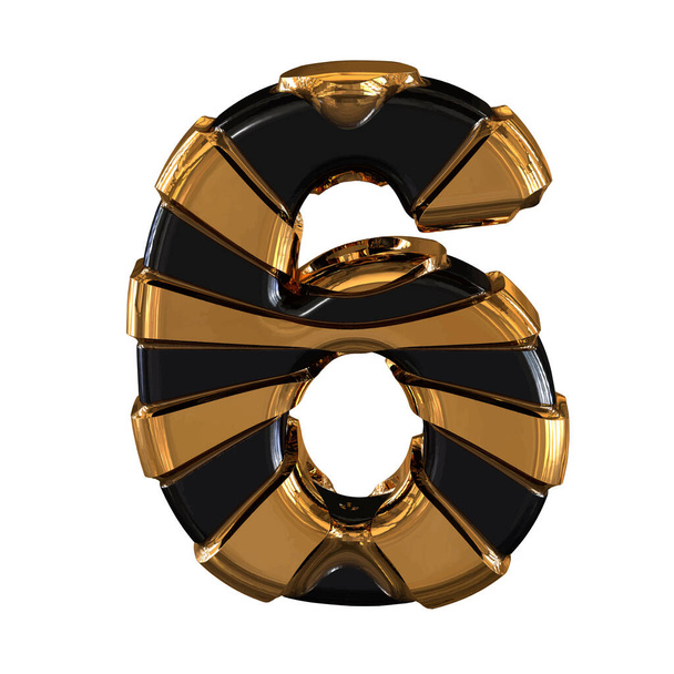 Black and Gold symbol. 3d number 6 - Vektor, obrázek