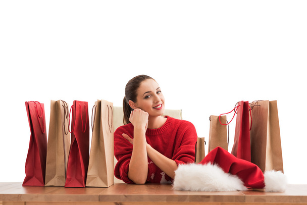 Christmas shopping woman - Fotoğraf, Görsel