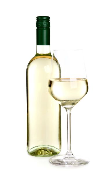 Bottle and glass of white wine - Zdjęcie, obraz