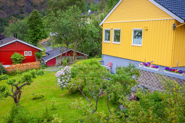Norway rorbus farm in Aurlandsfjord branch of Sognefjord, Scandinavia - Foto, Bild