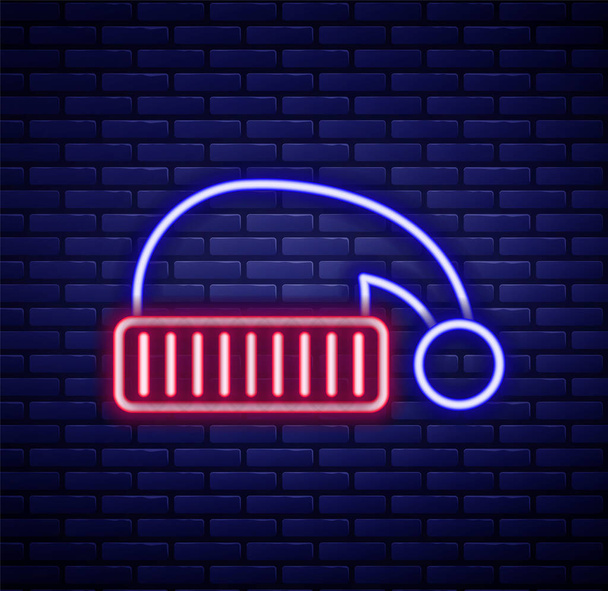 Glowing neon line Sleeping hat icon isolated on brick wall background. Cap for sleep. Colorful outline concept. Vector. - ベクター画像