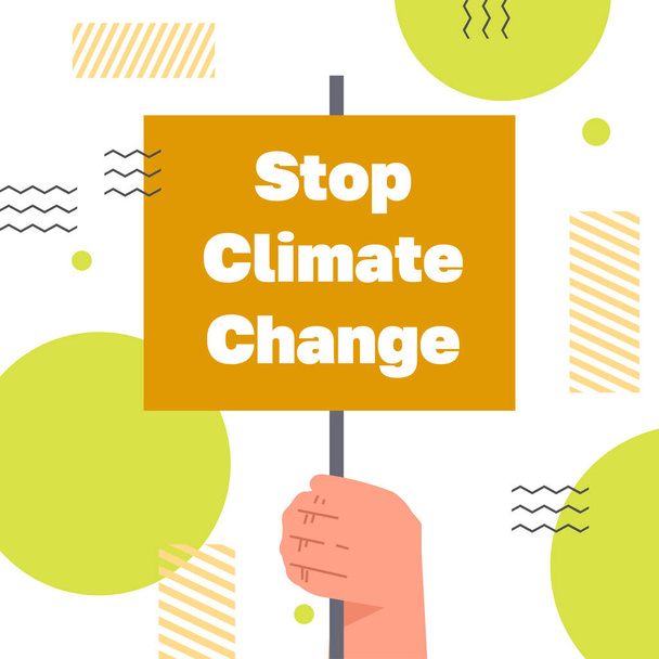carbon credit concept hand holding stop climate change banner responsibility of co2 emission environmental conservation sustainable ESG development vector illustration - Вектор,изображение