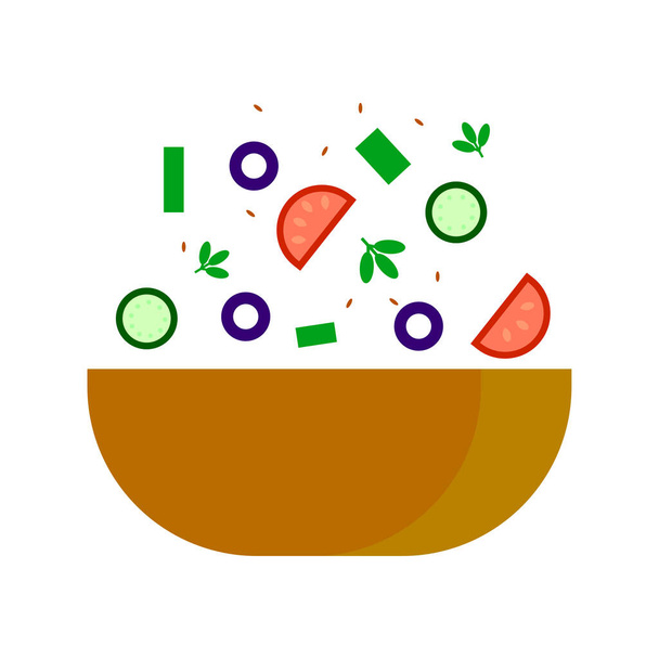 Salad bowl is simple in cartoon style. Vector illustration. Stock image. EPS 10. - Wektor, obraz