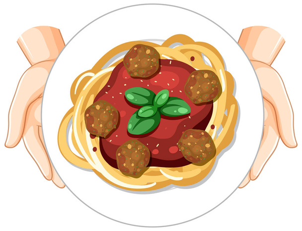 Spaghetti pasta with bolognese sauce illustration - Διάνυσμα, εικόνα