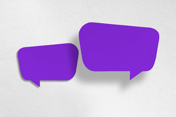 purple paper cut speech balloon shape isolated on white background.design - Fotoğraf, Görsel