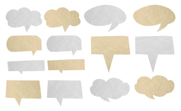 Set of Speech bubbles icons with paper texture background, isolated Clipping paths for design work empty free space - Foto, Bild