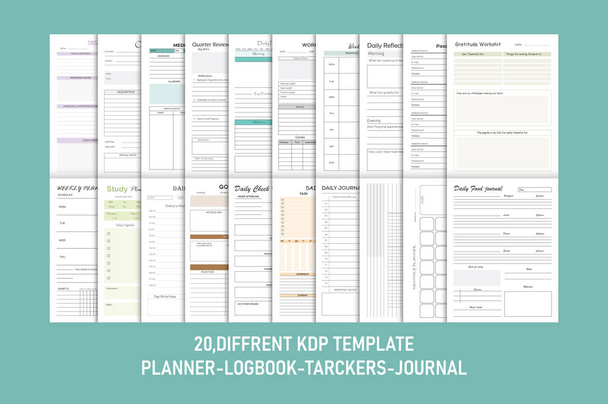 Editable KDP Interior Design - Gratitude Journal, Dream journal, daily planner Customizable Interior - Low-Content Books - Printable Organizer, Planner. - Vector, imagen