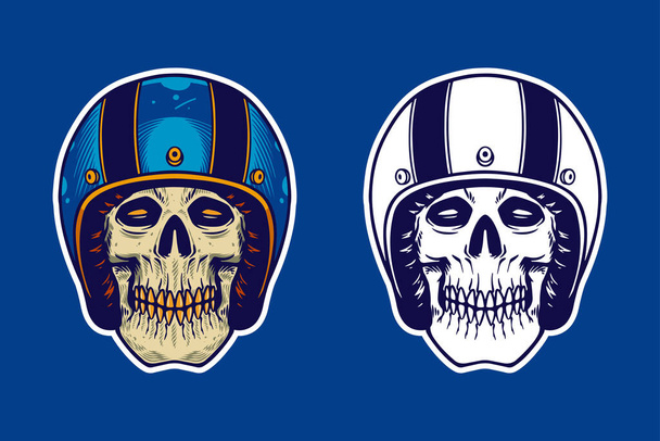 skull head wear helmet vector illustration - Vektor, kép
