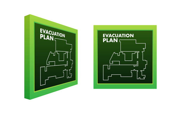 Evacuation plan of the building in case of fire. Fire safety. Vector stock illustration - Vektor, Bild