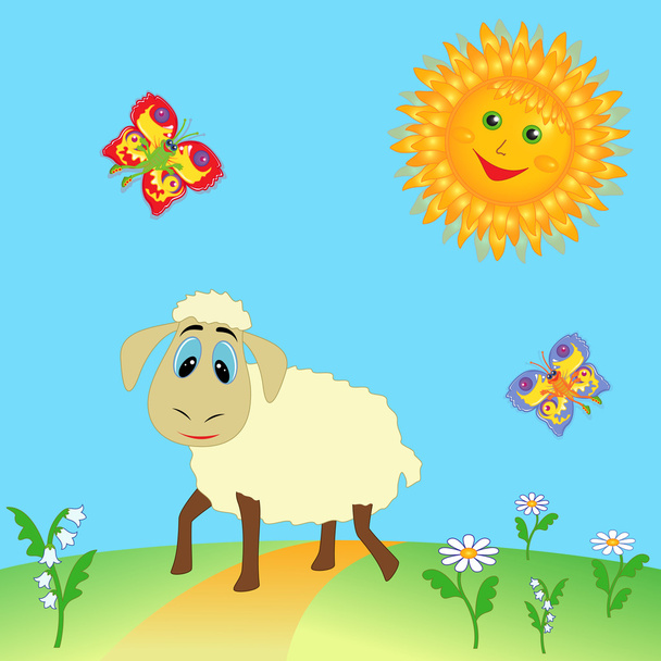 Sheep on meadow - ベクター画像