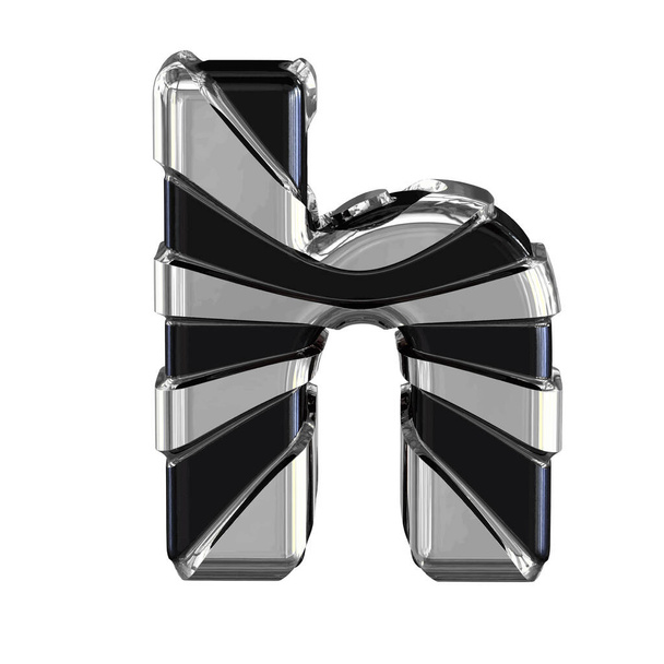 Black 3d symbol with silver straps. letter h - Vector, Image