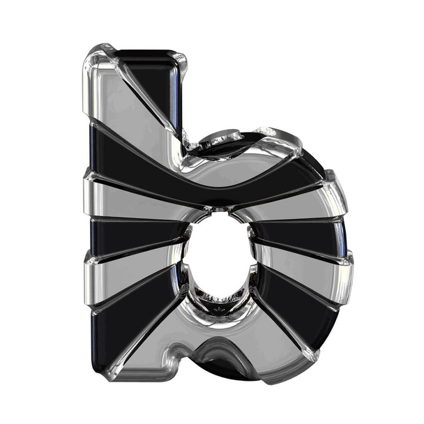 Black 3d symbol with silver straps. letter b - Wektor, obraz