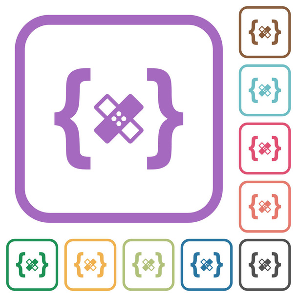Software-Patch einfache Symbole in Farbe abgerundeten quadratischen Rahmen auf weißem Hintergrund - Vektor, Bild