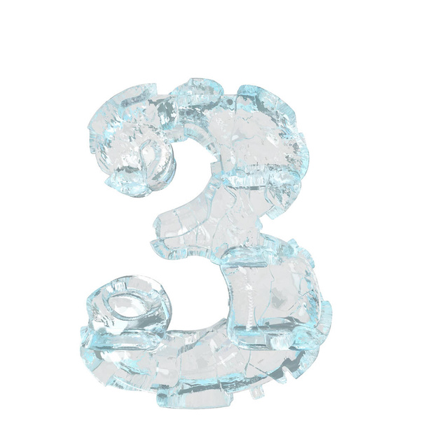 3d symbol made of transparent ice. number 3 - Wektor, obraz