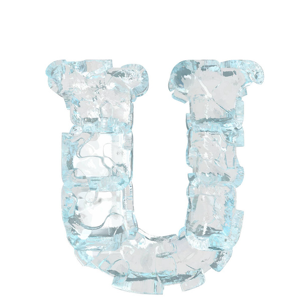 3d symbol made of transparent ice. letter u - Vector, Image