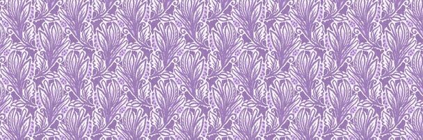 Geschlechtsneutrale lila Blattblätter nahtloser Rasterrand. Einfaches skurriles 2-Ton-Muster. Kinderstube Tapete oder Skandale auf dem ganzen Druck - Foto, Bild