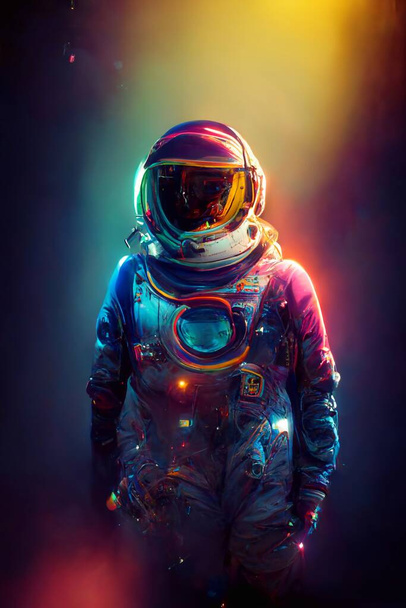 астронавт в космосі барвистий фон. Високоякісна фотографія
 - Фото, зображення