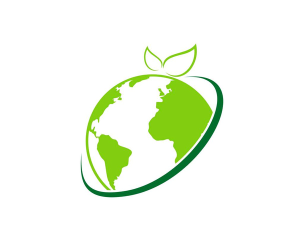 Green earth with leaf shape - Vector, imagen
