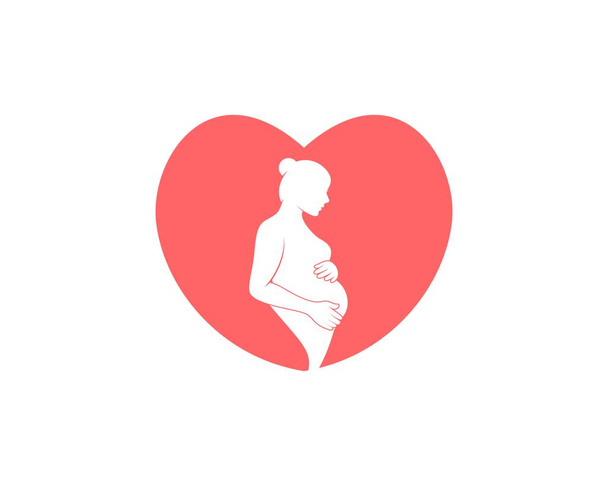 Love shape with mom pregnant inside - Vector, Imagen