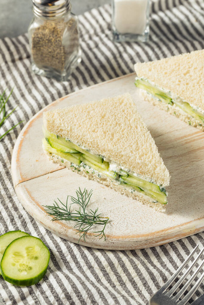 Healthy Homemade English Cucumber Sandwiches with Cream Cheese and Herbs - Foto, immagini