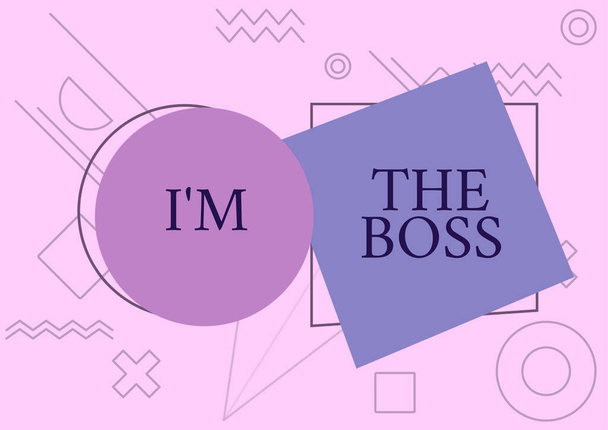 Teksti merkki osoittaa I M The Boss, Concept merkitys Ole se, joka antaa käskyjä työtä tai tiettyä tilannetta Pari tyhjää Chat Bubbles Edustava sosiaalisen median viestintä. - Valokuva, kuva