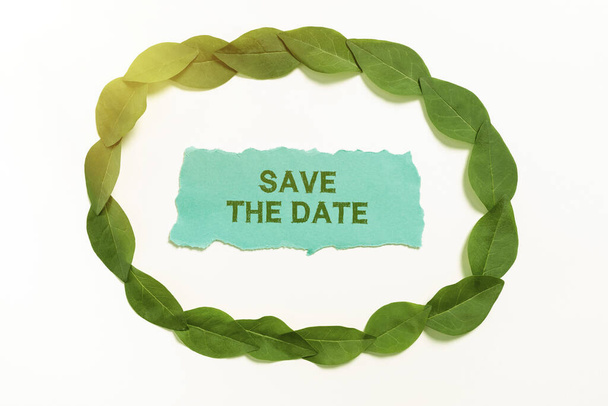 Text showing inspiration Save The Date, Concept meaning Systematized events Scheduled activity Recorded Filed Businesswoman Holding Pen And Pointing On Important Messages. - Photo, Image