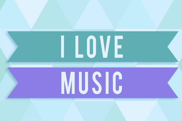 Sign displaying I Love Music, Internet Concept A szeretet a jó hangok lírai énekesek zenészek Üzletasszony tartja villanykörték S bemutató Fontos adatok. - Fotó, kép