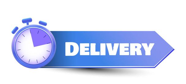 Purple Timer icon with inscription for express service. Delivery concept. Fast delivery. Quick shipping icon. Vector illustration. - Vettoriali, immagini