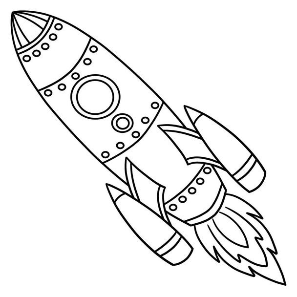 A cute and funny coloring page of a Rocket Ship. Provides hours of coloring fun for children. Color, this page is very easy. Suitable for little kids and toddlers. - Vector, Image