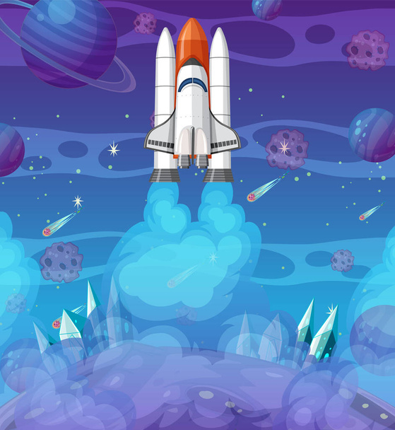 Spaceship in the galaxy background illustration - Vecteur, image