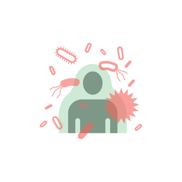 Plantilla de logotipo del sistema de inmunidad. Diseño de vectores del sistema inmunológico humano. Ilustración de virus y bacterias - Vector, Imagen