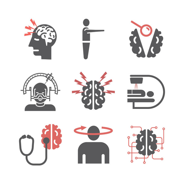 Brain Tumor Cancer Symptoms. Diagnostics. Blood cancer signs. Line icons set. Vector signs for web graphics. - Vector, Image